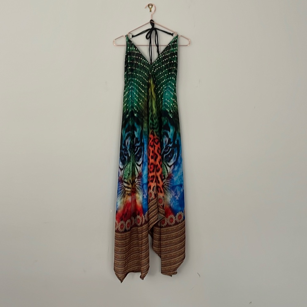 Lovely halter high low Tiered Maxi dress with tassel ties.